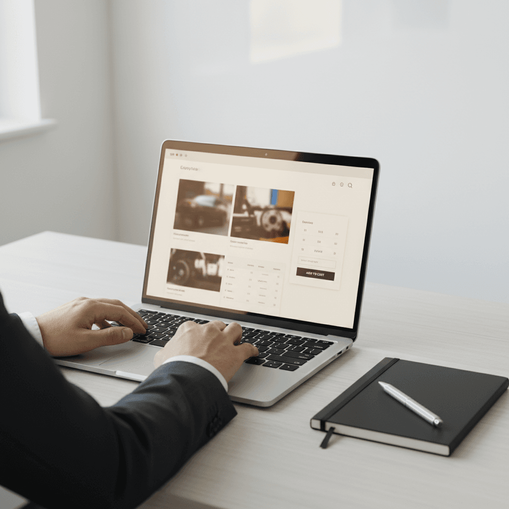 Laptop showing Union Auto Dealer online parts ordering interface